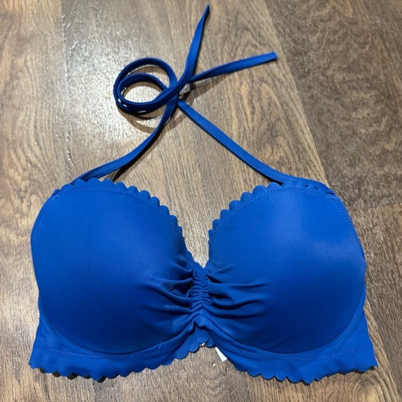 Victoria’s Secret Royal Blue Bombshell Full Coverage Scalloped Edge Bikini 32DD - Picture 2 of 7